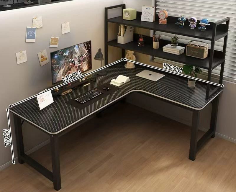 مكتب زاوية بأرفف علوية